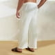 thumbnail image 5 of Pantalones largos para hombre, de lino y cintura elástica, transpirables, cómodos, suaves y casuales para playa, pantalones largos de poliéster para hombre., 5 of 8