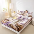 thumbnail image 4 of Manfei Teen Purple Lavender Twin Sheet Sets, Rustic Flower Floral Twin Fitted Sheet, Vintage Oil Printing Flat Sheet, Lightweight Room Decor, 3-Piece, 4 of 7