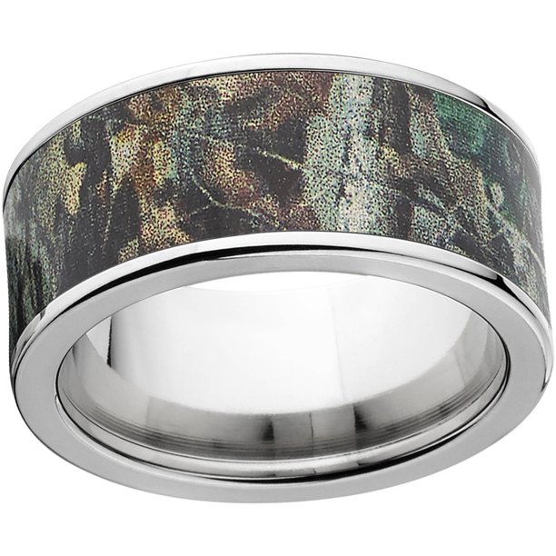 Realtree Timber Men's Camo 10mm Stainless Steel Wedding Band with