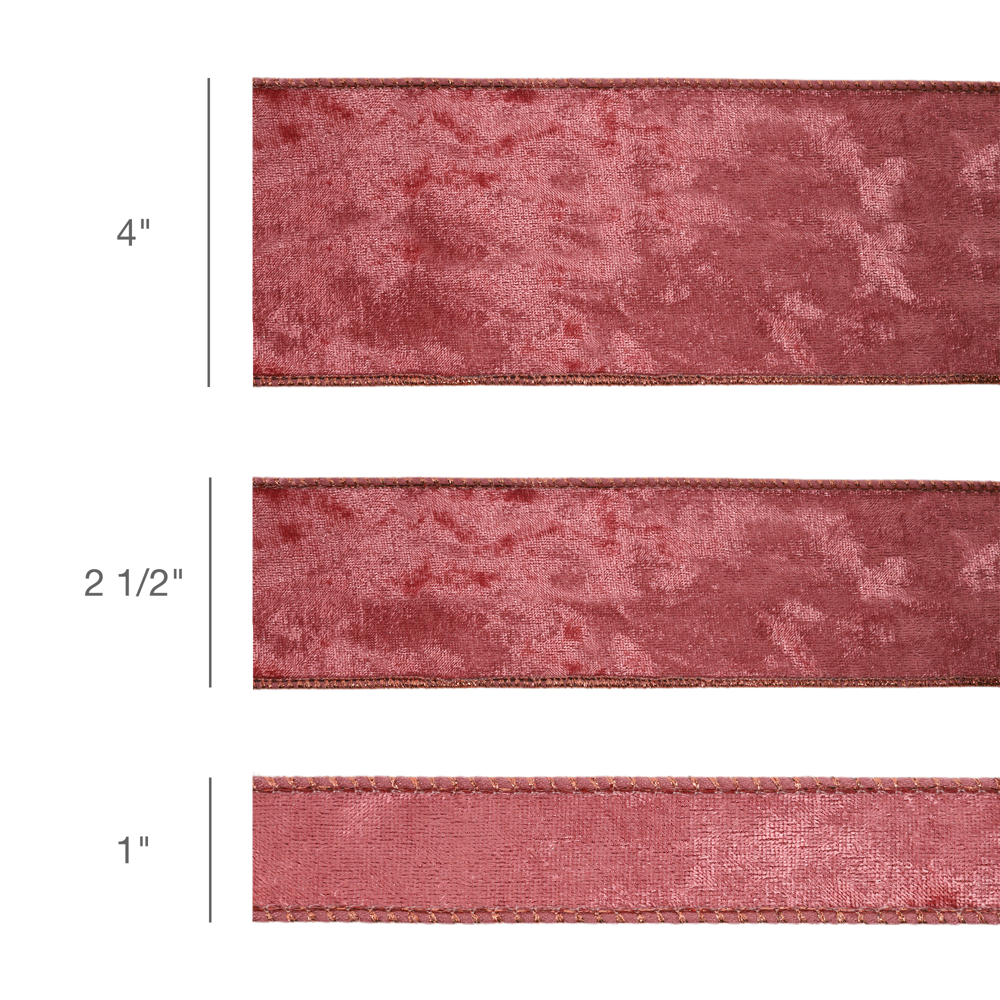 LaRibbons 2 1/2" Reversible Frosted Velvet Wired Ribbon, Rose/Rose, 10 Yard Roll