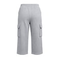 thumbnail image 6 of Waffle Cargo Shorts for Women Summer Capri Baggy Below Knee Long Shorts with Pockets Drawstring Elastic Waist 3/4 Pants Light Gray M, 6 of 8