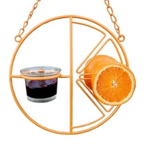 Oriole Bird Feeder, Hanging Bird Feeder,Metal Hanging Oriole Bird Feeder with Fruit Holder,Removable Drinking Container for Outdoor Garden Patio Outside,Orange