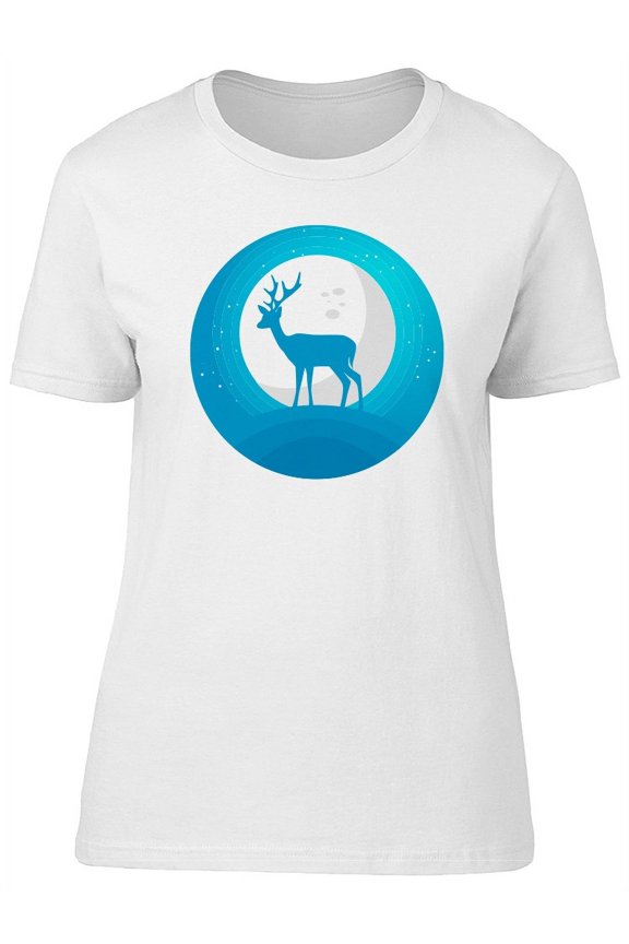 Beautiful Deer Silhouette & Moon Tee Women's -Image by Shutterstock