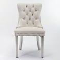 thumbnail image 3 of Velvet Dining Chairs Set of 2, Modern Upholstered Side Chairs with Chrome Legs and Nailhead Trim, Solid Wood Frame Kitchen Dining Room Chairs, Beige2, 3 of 15