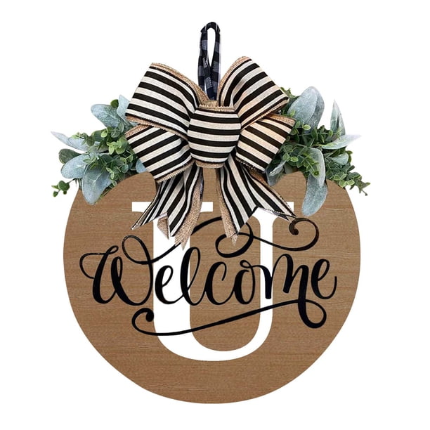 Front Door Wreath Decorative Hanging Plaques, Last Name Year Round, Wooden Frame, Festive Home Decor, Easy Installation, Metal Rolling, For Office, Elegant Door Accent,topliu