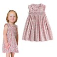 thumbnail image 1 of Vestido Simplee para niñas con estampado floral de verano fruncido, 1 of 7