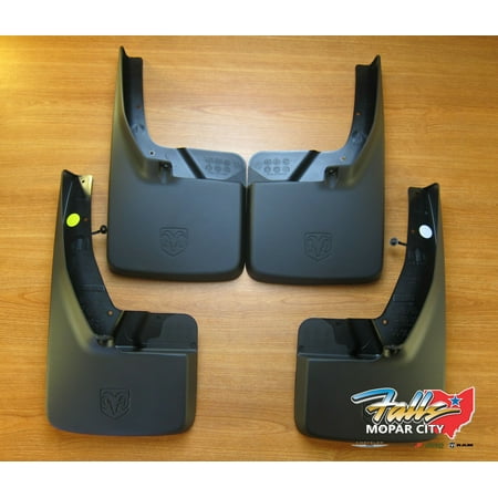 Deluxe Splash Guards - 09-2018 Dodge Ram Front and Rear Deluxe Molded Splash Guards Mud Flaps Mopar OEM