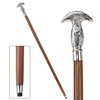 Design Toscano Chrome-Plated, Double-Hooked Knob Handle Hardwood Walking Stick