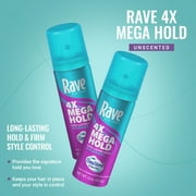 Rave 4X Mega Hold Hair Spray, All-Weather Protection, Travel Size, 1.5 oz