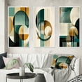 thumbnail image 1 of Designart "Retro Gold and Teal Full Moon Grace I" Modern Geometric Framed Wall Art Set Of 3 - Gold Abstract Frame Gallery Set For Office Decor, 1 of 6