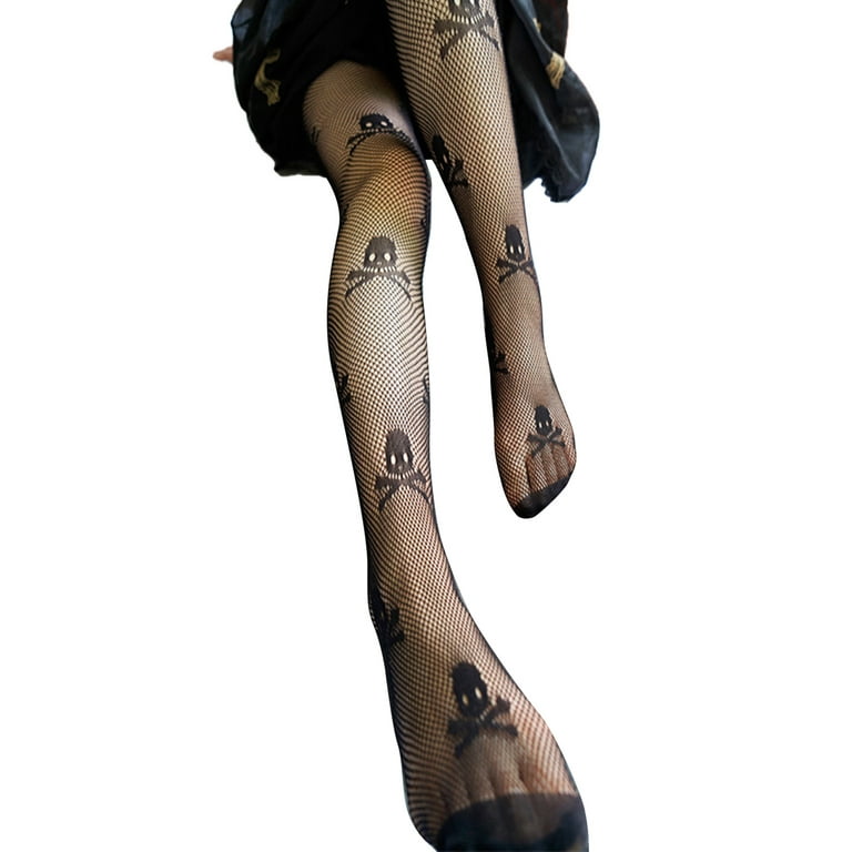 Licupiee Women's Sexy Hollow Out Pantyhose Skull Heart Stockings