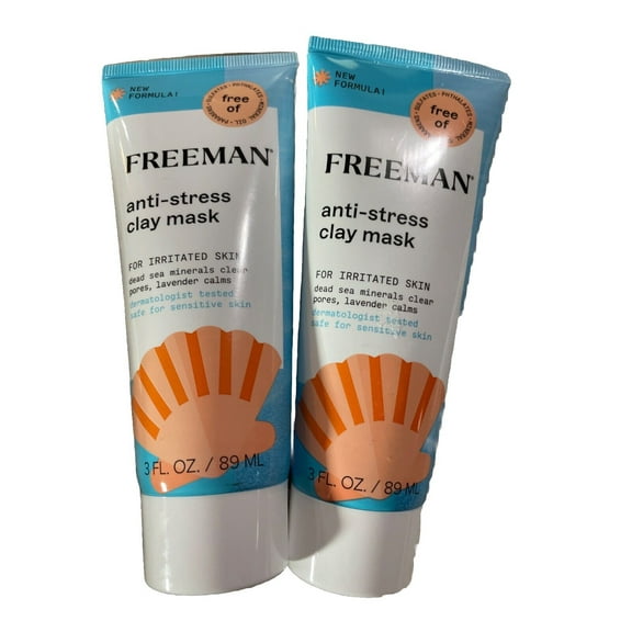 Freeman Anti-Stress Dead Sea Minerals & Lavender Clay Facial Mask, Stress Relief & Skin Soothing 2 Pack