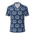thumbnail image 2 of Daiia Navy Nautical Pattern Men’s Polo Shirts,Solid Deck Shirt,Classic Fit, Breathable Cotton Polo for Casual and Sport Wear-Small, 2 of 7