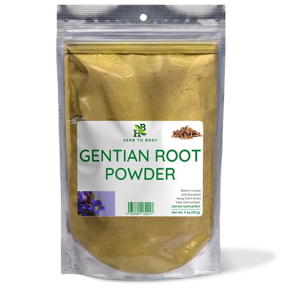 Herb To Body Gentian Root Powder | Gentiana Lutea | Wildcrafted | 4oz