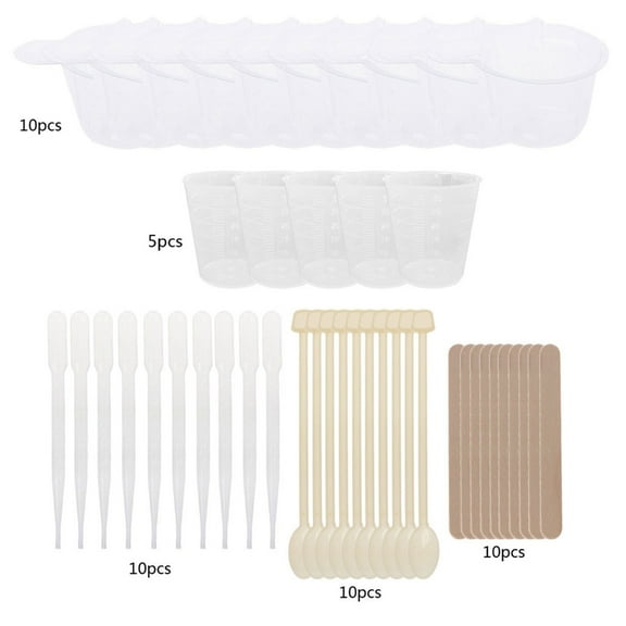 Necvior DIY Epoxy Resin Molds Jewelry Making Tool Kit with Wood Stirrers Droppers Spoons Stirred Cups 27.5ML Measuring Cups
