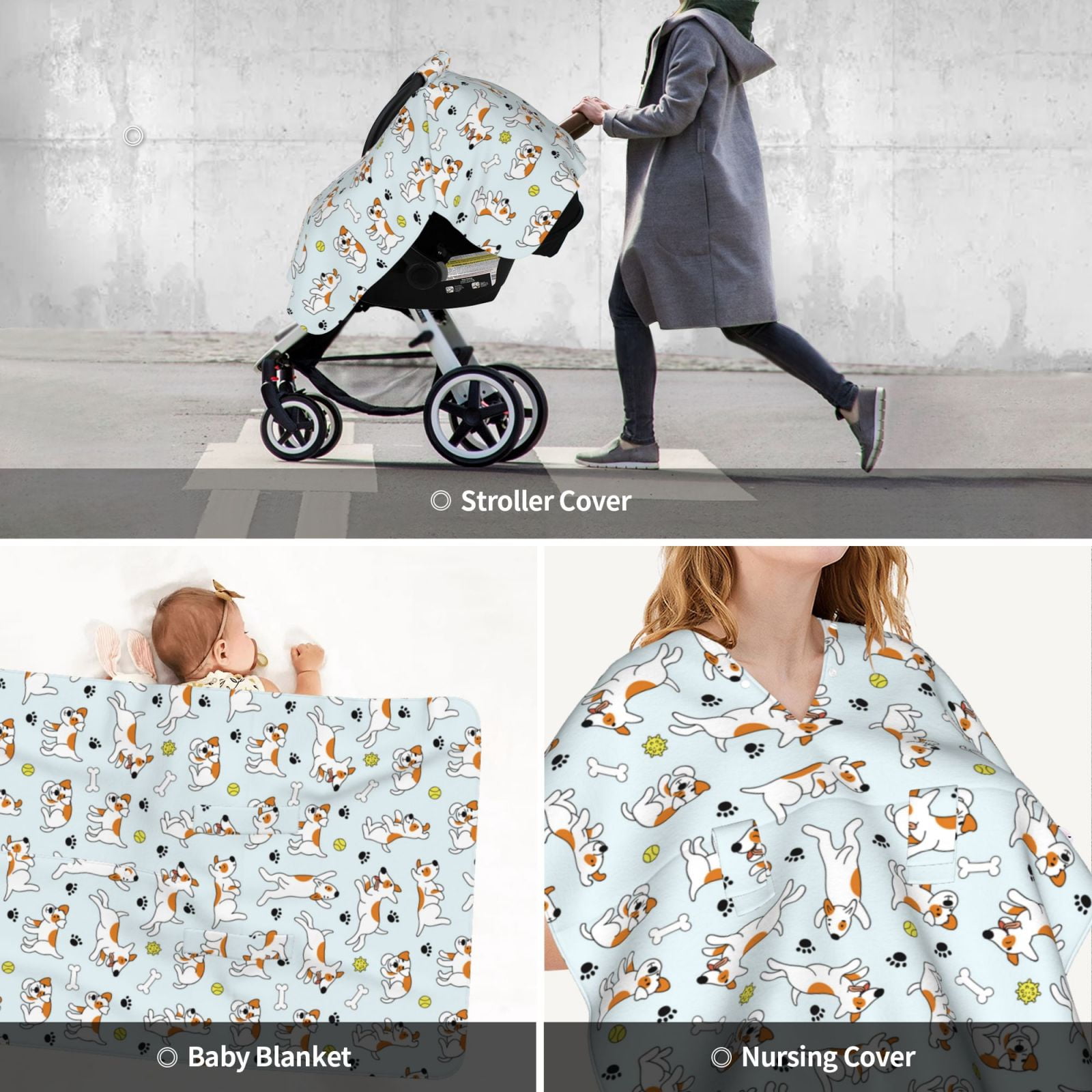 Car Seat Cover Baby - Cute Dog Puppy ball Breathable Infant Car Seat Cover for Baby Carseat, Lightweight Comfort Baby Essentials Must Haves Newborn Stuff for Girl Boy