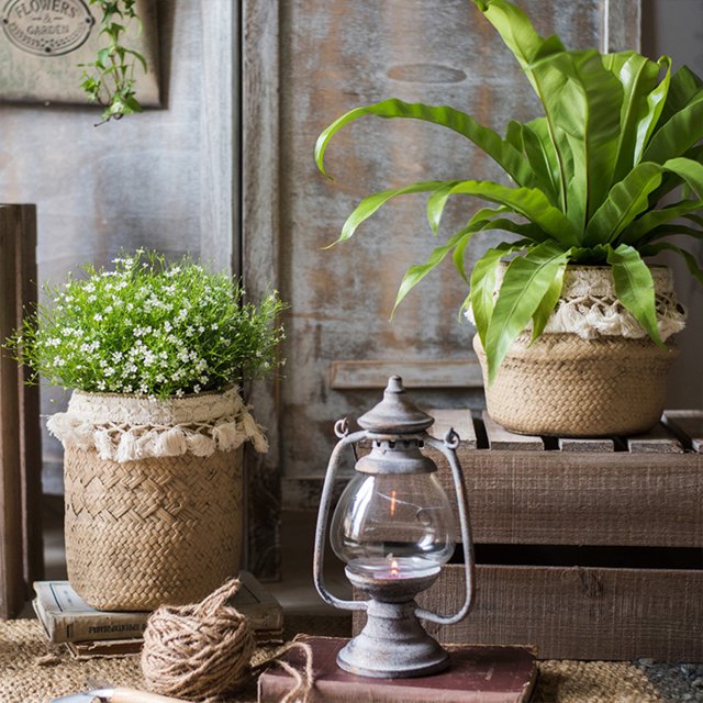 maskred Wood Eco-friendly Wickerwork Basket Functional And Decorative Hypoallergenic Plants Basket Rattan Type 6 1Set