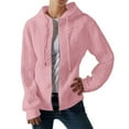 thumbnail image 5 of Duoif Womens Zip up Hoodies Ladies' Fashion Zipper Sweater - Pure Color Long Sleeve Fall Jackets Pink XL, 5 of 9