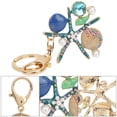 thumbnail image 5 of Emoshayoga anillo de claves de Rhinestone Llavero de la Serie Ocean con Colgante de Rhinestone Estrella de Mar y Almeja con Perlas, Ideal para Bolsas o Regalo, 5 of 5