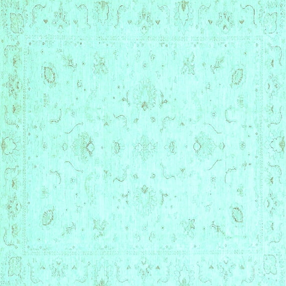Ahgly Company Indoor Square Oriental Light Blue Traditional Area Rugs, 3' Square