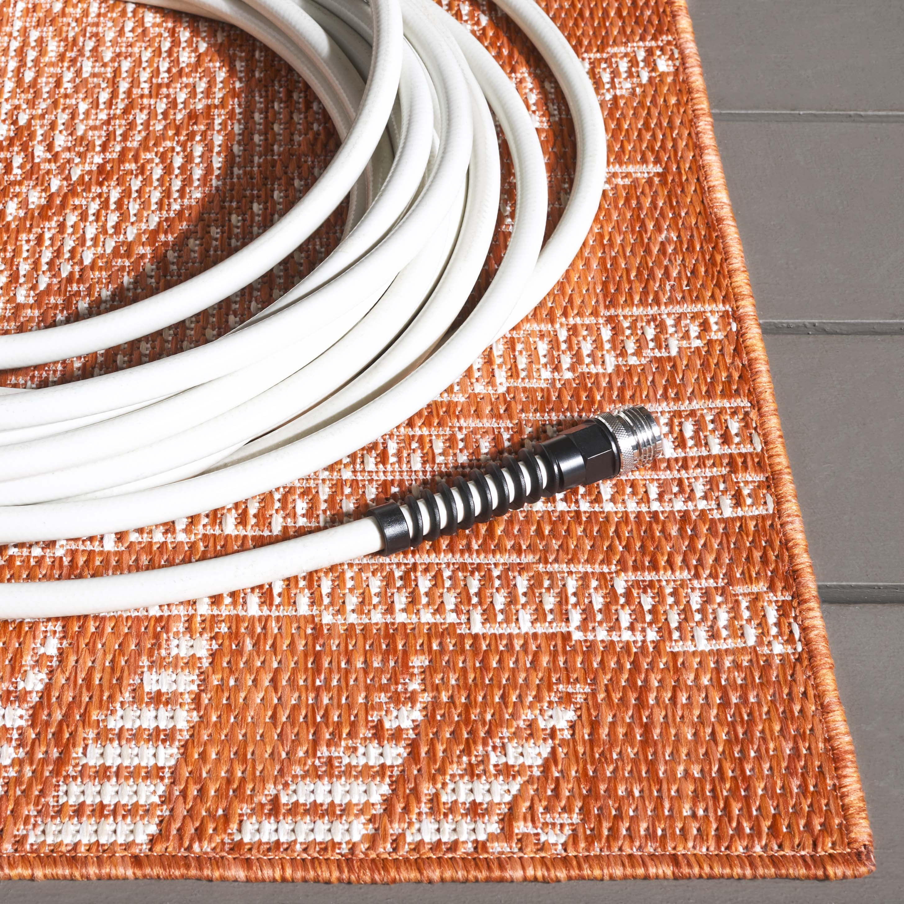SAFAVIEH Beach House Declan Botanical Indoor/Outdoor Area Rug, Orange/Ivory, 9' x 12'