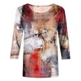 thumbnail image 4 of TIMIFIS Hauts pour Femmes Manches 3/4 Décontractés Coupe Ample Tuniques Col Rond T-Shirt - Soldes d'Automne Liquidation, 4 of 4
