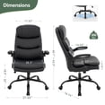 thumbnail image 2 of Ergonomic Office Chair High Back with Lumbar Support, PU Leather Desk Chair, Adjustable Height & Flip-Up Armrests, Swivel Rolling Wheels for Home Office, Computer Gaming Chair (Black), 2 of 8