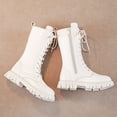 thumbnail image 5 of Girls Combat Boots Knee High Mid Calf Side Zipper Lace Up Classic Kids Winter Shoes Fall Fashion Teen Punk Goth Boot, 5 of 5