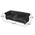 thumbnail image 4 of Noble House Hofstad Fabric Tufted 3 Seater Sofa, Black Textured Tweed and Matte Black, 4 of 12