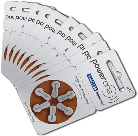 60 Powerone Mercury Free Hearing Aid Batteries Size 312 - Walmart.com