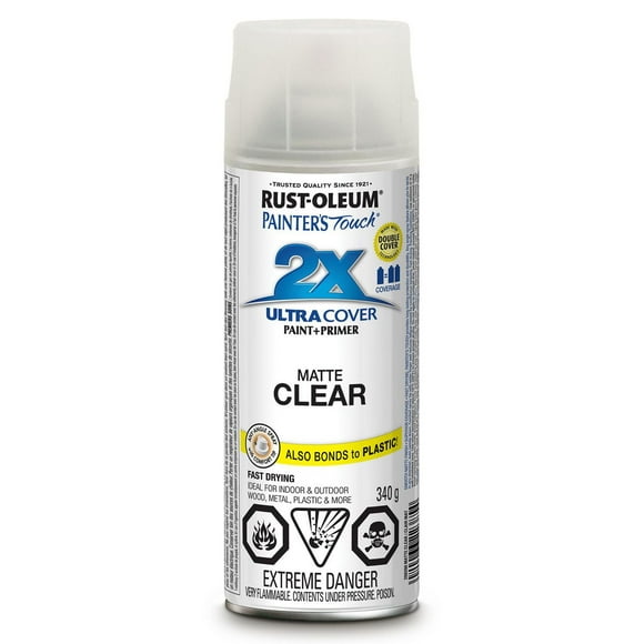 Rust-Oleum Painter's Touch 2X Interior/Exterior Ultra Cover Multi-Purpose Paint and Primer in Flat Matte Clear, 340g Spray Paint