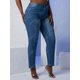 thumbnail image 2 of Escalera arruinada media alza más tamaño jeans ajustados Rosegal  Vaqueros de talla grande, 2 of 5