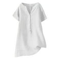thumbnail image 2 of CHOK Blouse d'Été pour Femmes Col en V Manches Courtes Tunique Ample à Boutons Offres sur Dames, 2 of 7