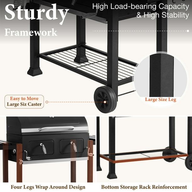 Summit Living 34'' Charcoal Grill Extra Large Portable BBQ Grill
