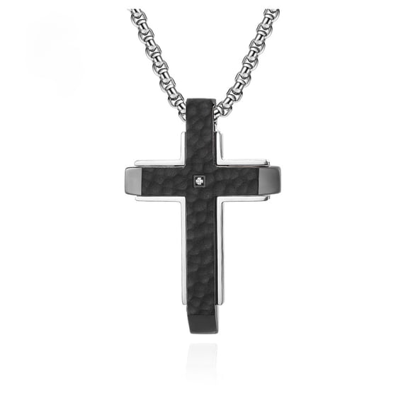 Metaljc Stainless Steel Cross Necklace for Men, Religious Fashion Jewelry Gifts 24 In