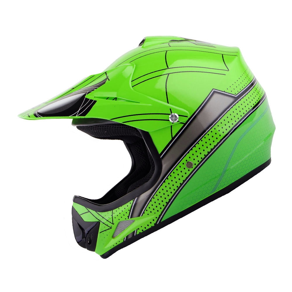 WOW Youth Kids Motocross BMX MX ATV Dirt Bike Helmet Spider Green 