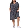 thumbnail image 2 of DARING DIVA Women's Plus Size V Neck Star Moon Pattern Nightgown 3X Dark Blue, 2 of 6