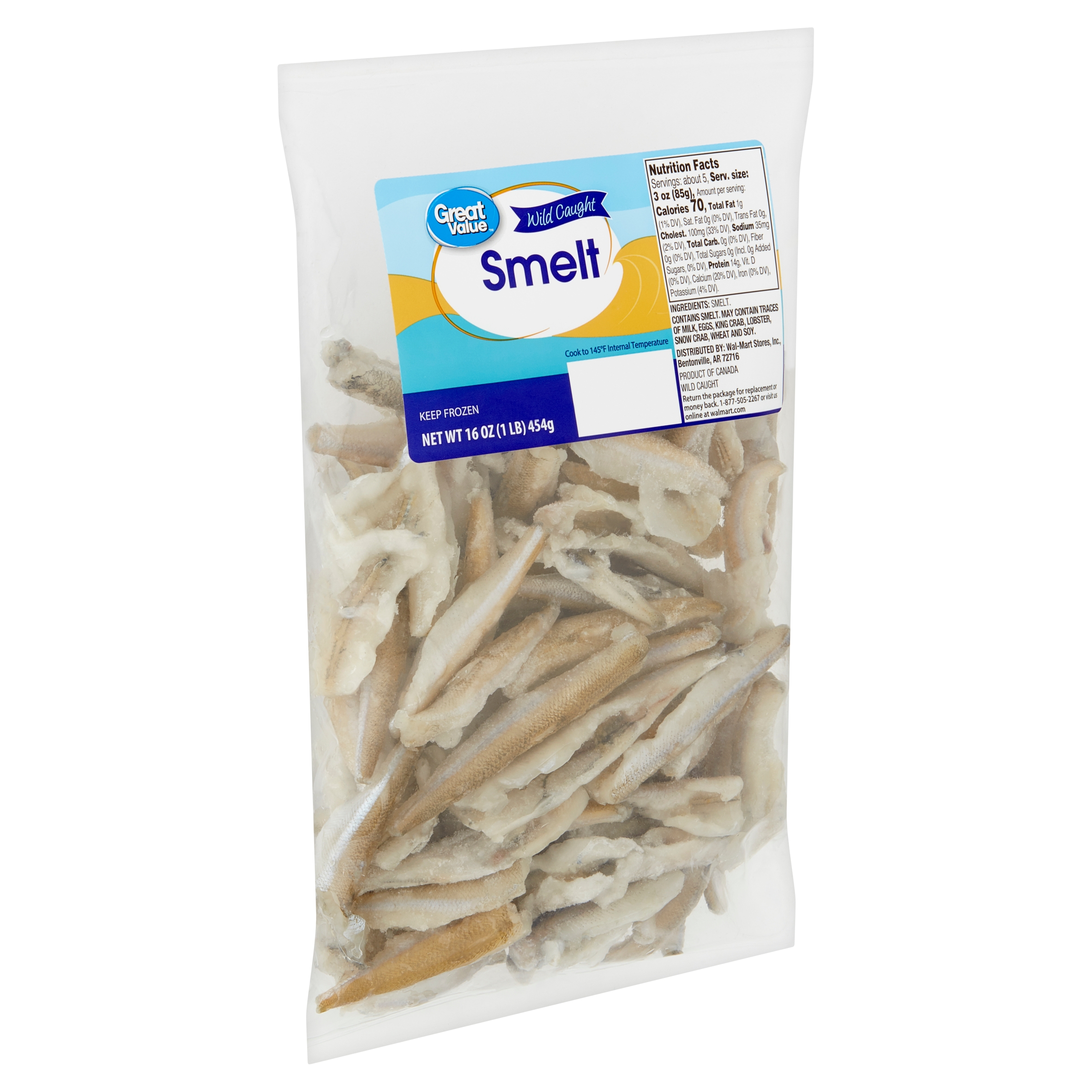 Great Value Frozen Wild Caught Smelt, 1 lb