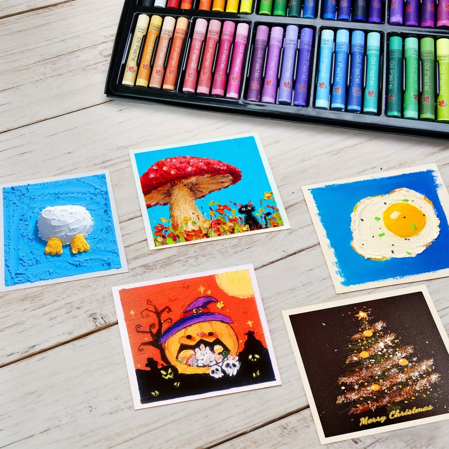 TBC The Best Crafts 52 Colors Soft Oil Pastels, Classic Macaron and Metallic Shades, Non-toxic Smooth Art Crayons for Writing, Sketching and Drawing on Paper, Cardboard, notebooks and more.