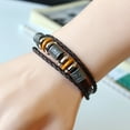 thumbnail image 3 of AYYUFE Unisex Vintage Braided Faux Leather Bracelets In Stainless Steel, 5 Piece, 3 of 12