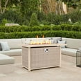 44 in Propane Fire Pit Table, Rattan Fire Pit Table with Glass Wind
