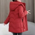 thumbnail image 5 of PiGOGI Women's Winter Jacket Hooded Casual Winter Coat Fall Outerwear Red 3XL, 5 of 6