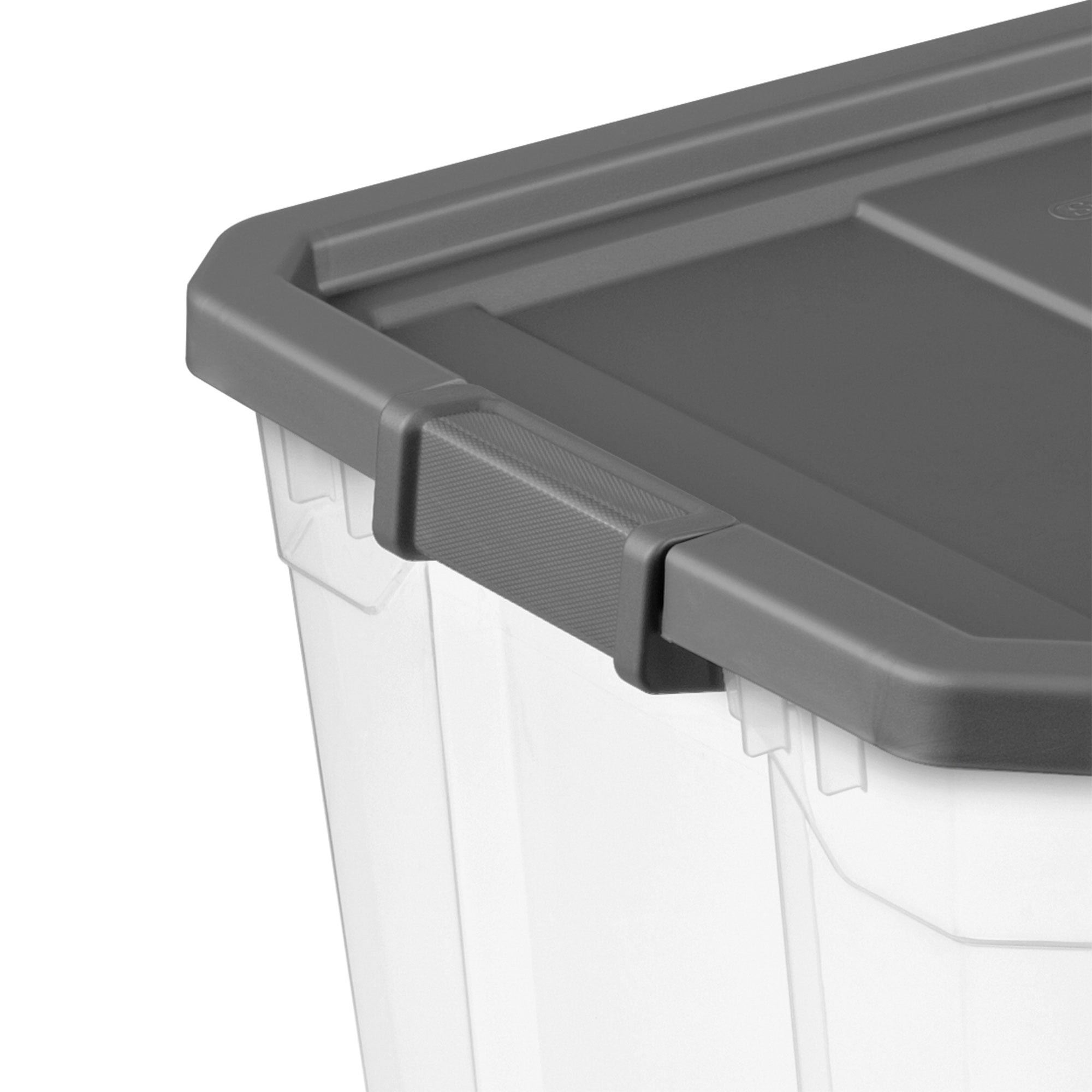 Sterilite 76 Qt Clear Plastic Stacker Storage Bin w/ Lid, Grey (18