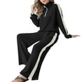 thumbnail image 6 of Wutalume Women's 2-Piece Ribbed Knit Casual Set, Comfortable Half Zip Tracksuit Top and Wide Leg Joggers, Sporty Loungewear,Black L, 6 of 6