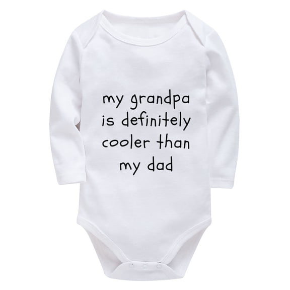 My Grandpa Is Definitely Cooler Than My Dad Baby Take Home Outfit Long Sleeve Coming Home Outfit for Baby Boy White Girl Rom