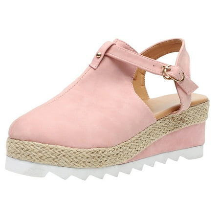 

Womens Classic Tassel Round Toe Flat Pumps Thick Bottom Buckle Casual Beach Shoe