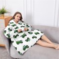 thumbnail image 5 of Oversized Wearable Blanket Hoodie,Cartoon Tractors Green White Pattern Sherpa Blanket Hoodie with Super Pockets,Super Warm Fuzzy Pullover for Women & Men, 5 of 6