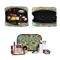 thumbnail image 5 of 3-Piece Travel Toiletry Bag Set, Hanging Wash Bag with Makeup Bag & Brush Case,Waterproof Cosmetic Organizer for Travel, Gym & Home Sunflowers on Blue, 5 of 10