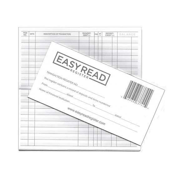 Easy Read Register 10 checkbook Transaction Registers for Personal Checks - 32 pages with 510 lines - 2020/2021/2022 Calendars