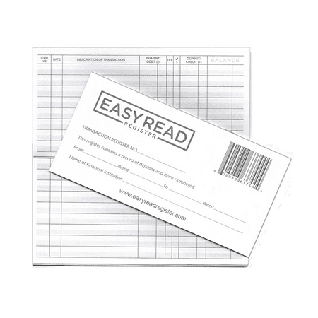 Easy Read Register 10 checkbook Transaction Registers for Personal Checks - 32 pages with 510 lines - 2019/20/21 (Best Check Register App)